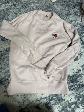 Womens Light Pink StanleySweatshirt with Embroidered Cartoon Logo